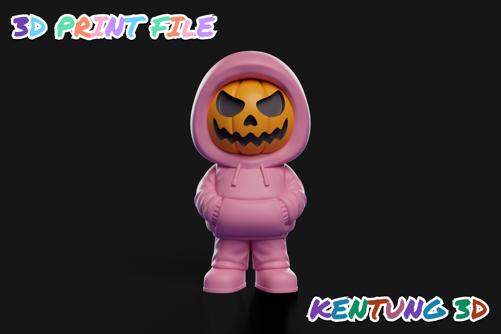 Halloween Pumpkin Hoodie Ghost Figurine - 3D Printable Spooky Desk Decor - Image 9