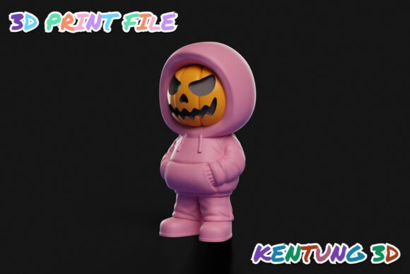 Halloween Pumpkin Hoodie Ghost Figurine - 3D Printable Spooky Desk Decor - Image 2