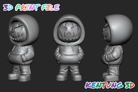 Halloween Pumpkin Hoodie Ghost Figurine - 3D Printable Spooky Desk Decor - Image 6