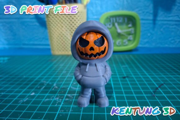 Halloween Pumpkin Hoodie Ghost Figurine - 3D Printable Spooky Desk Decor - Image 7