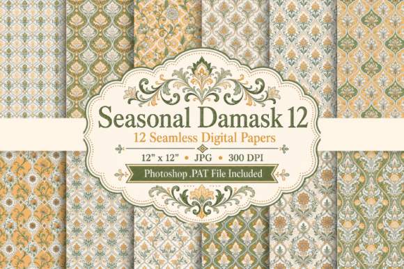 Seasonal Damask 12 Papers & Patterns