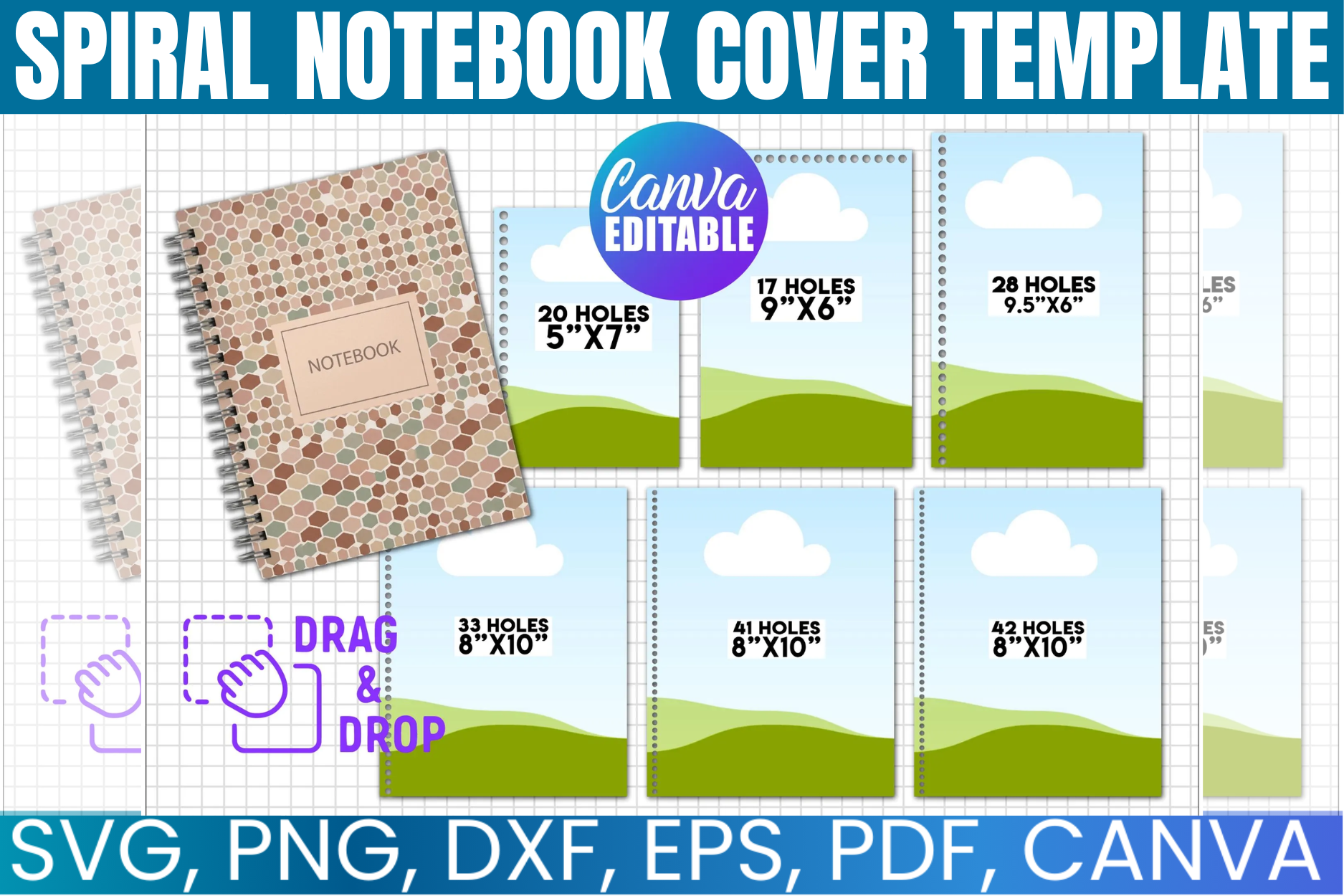 Spiral Notebook Cover Template Bundle