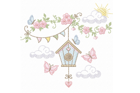 Spring Birdhouse & Butterfly Design