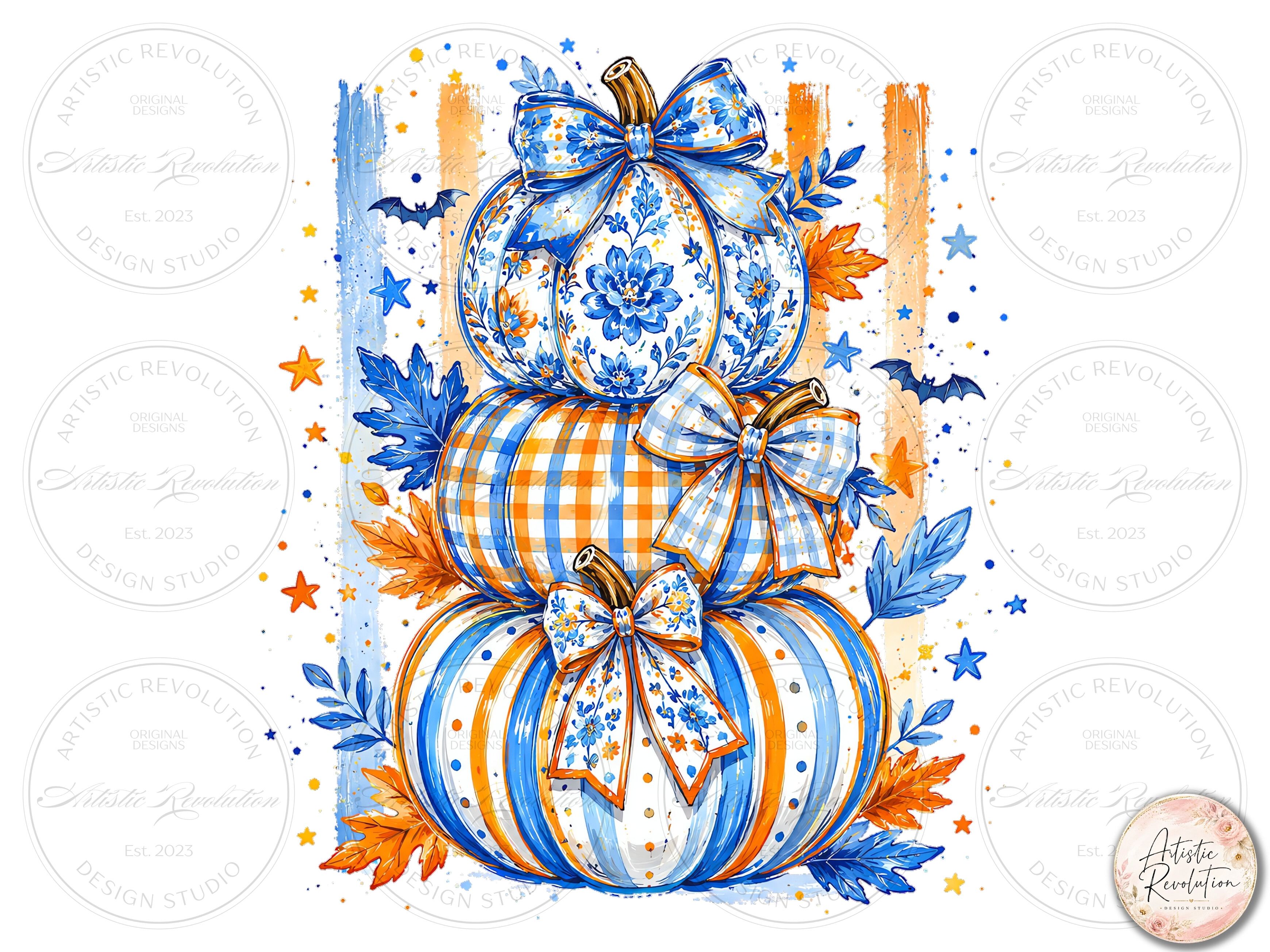 Striped Fall Halloween Pumpkin PNG