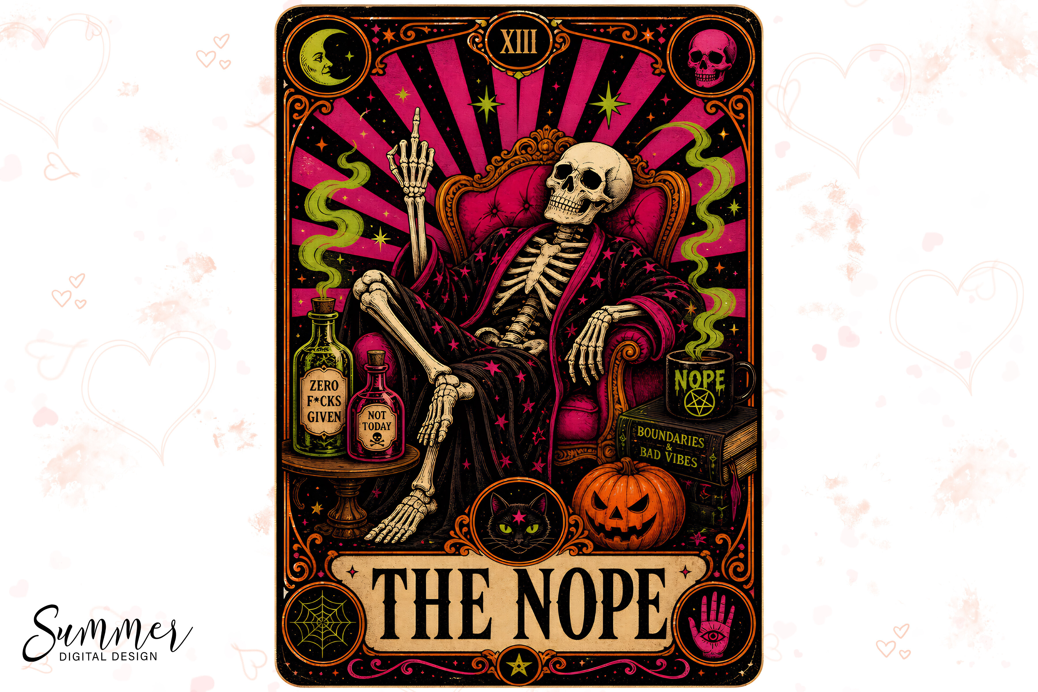 The Nope Skeleton Tarot Neon Halloween