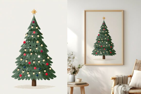 Traditional Christmas Tree Print PNG