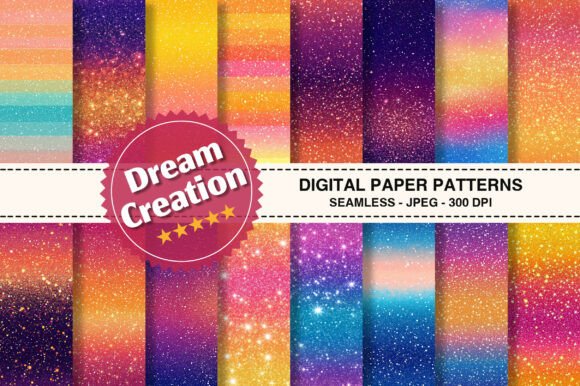 Tropical Sunset Ombre Digital Paper