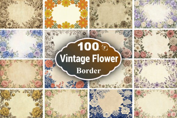 Vintage Flower Border Background