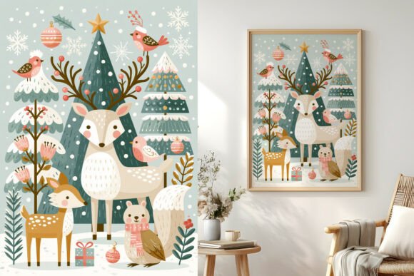 Winter Animals Illustration, Nursery Art