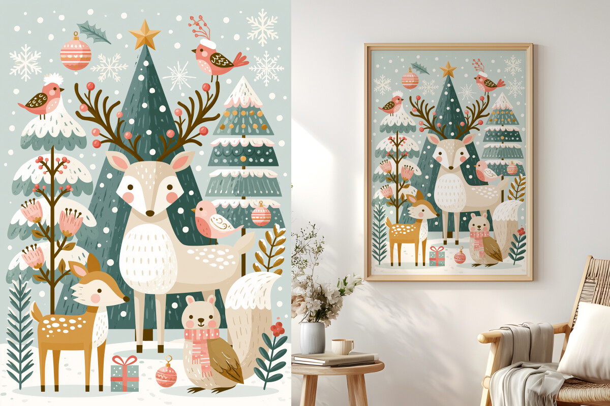 Winter Animals Illustration, Nursery Art