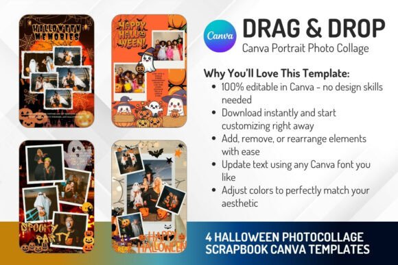 4 Halloween Photocollage Canva Templates