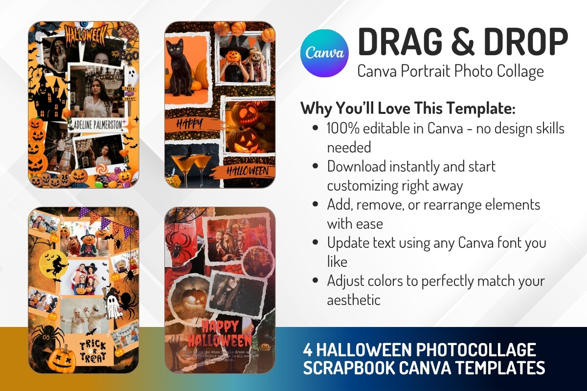 4 Halloween Photocollage Scrapbook Theme