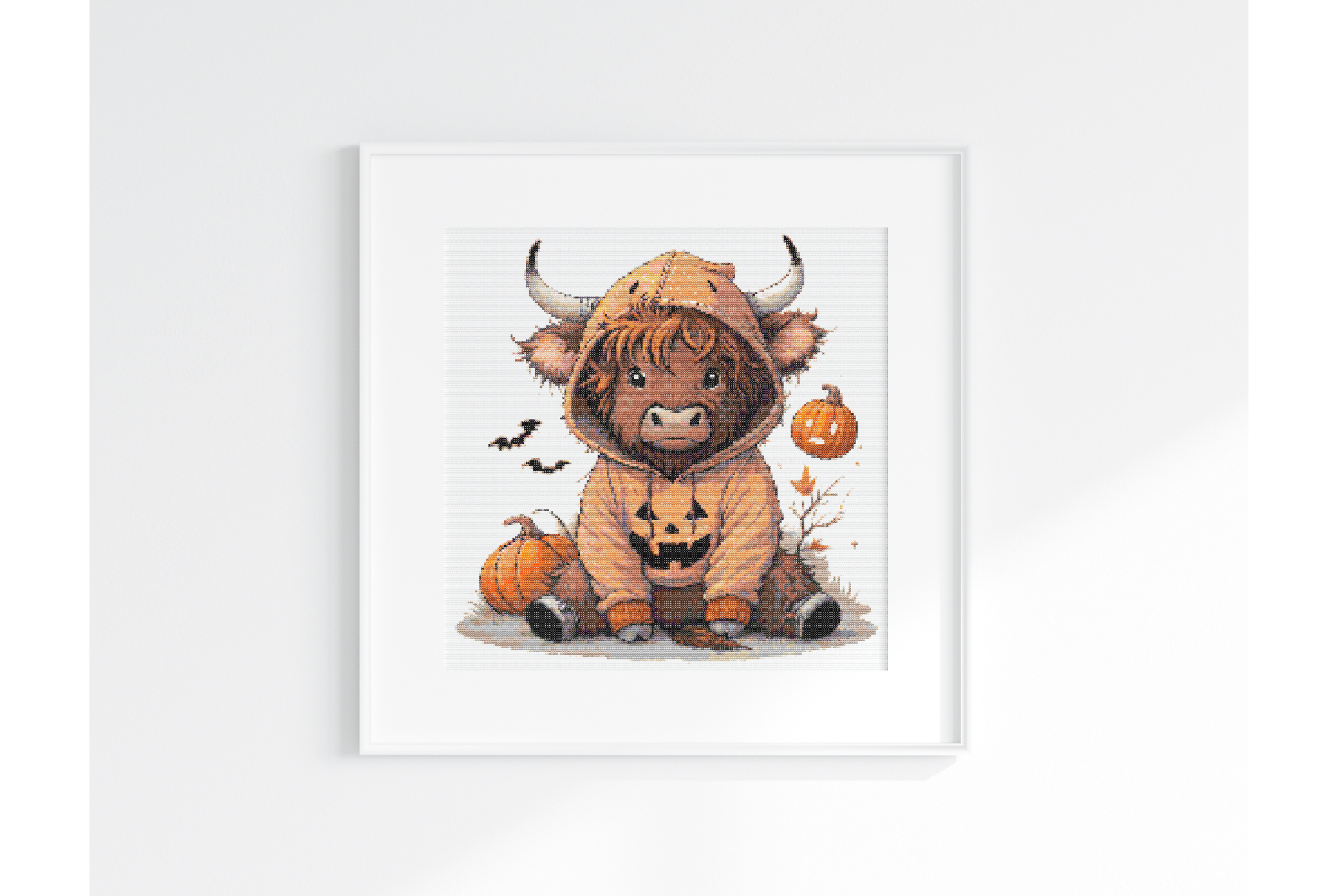 Autumn Highland Cow Cross Stitch Pattern