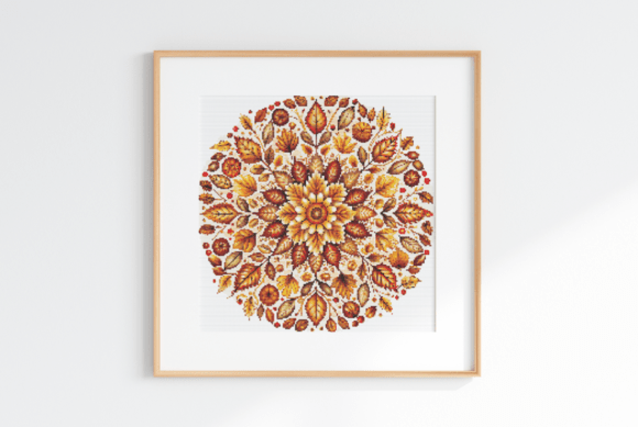 Autumn Mandala Cross Stitch Pattern