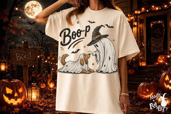 Boo Ghost Dog Halloween PNG | 300 DPI Sublimation Design Download - Image 2