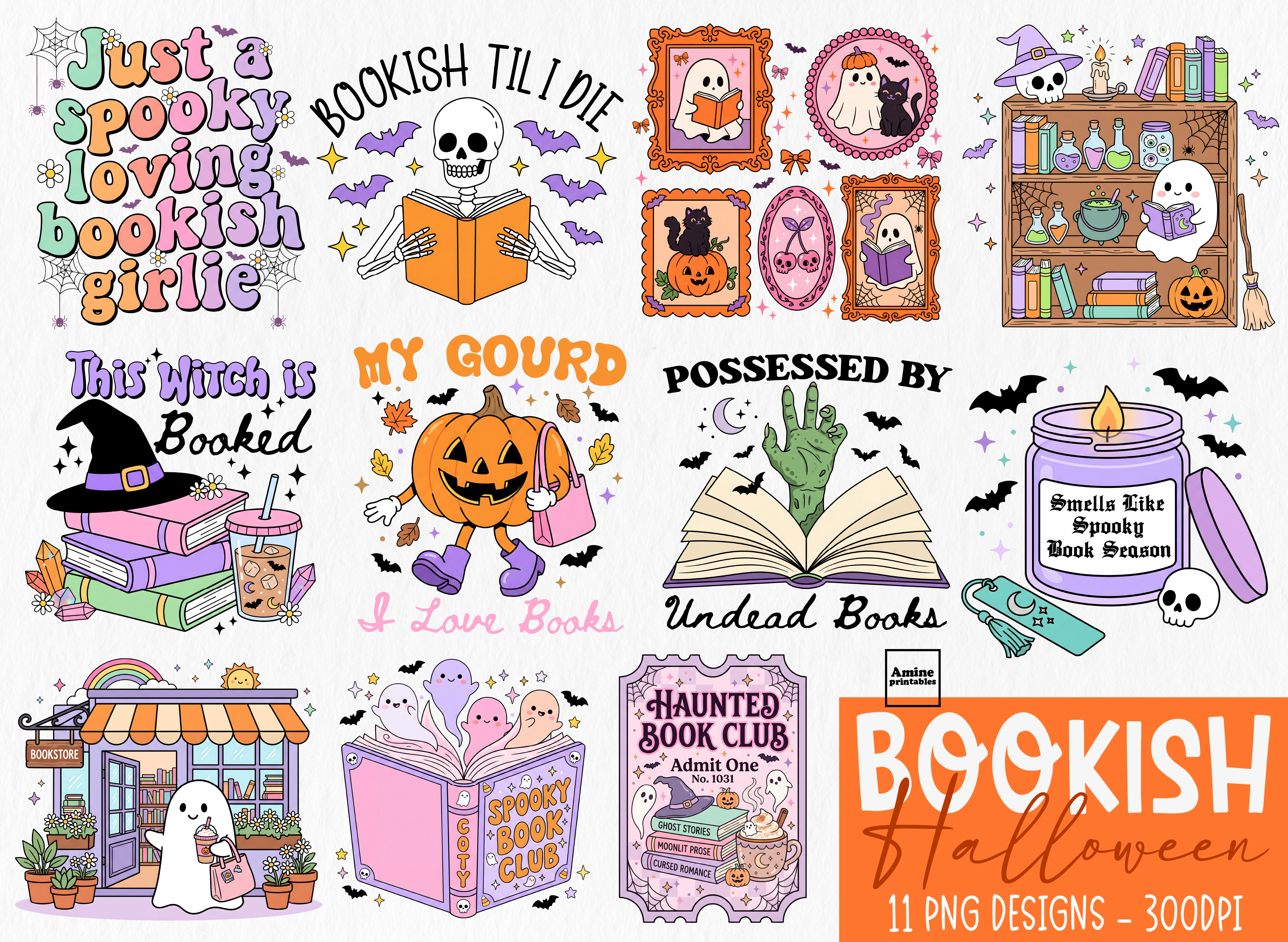 Bookish Halloween Reader Stickers Bundle