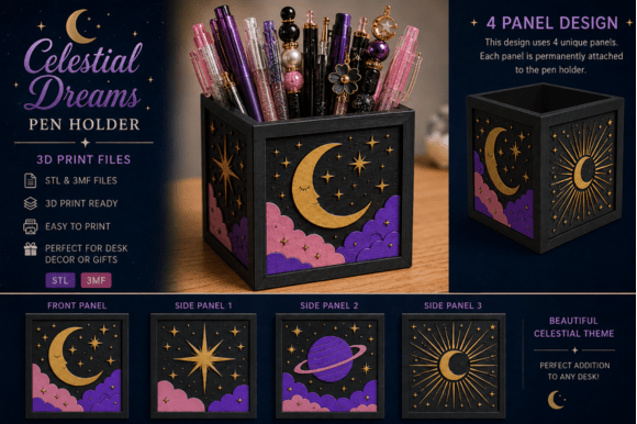 Celestial Pen Holder STL | Ready-to-Print 3D Model Files - Image 1