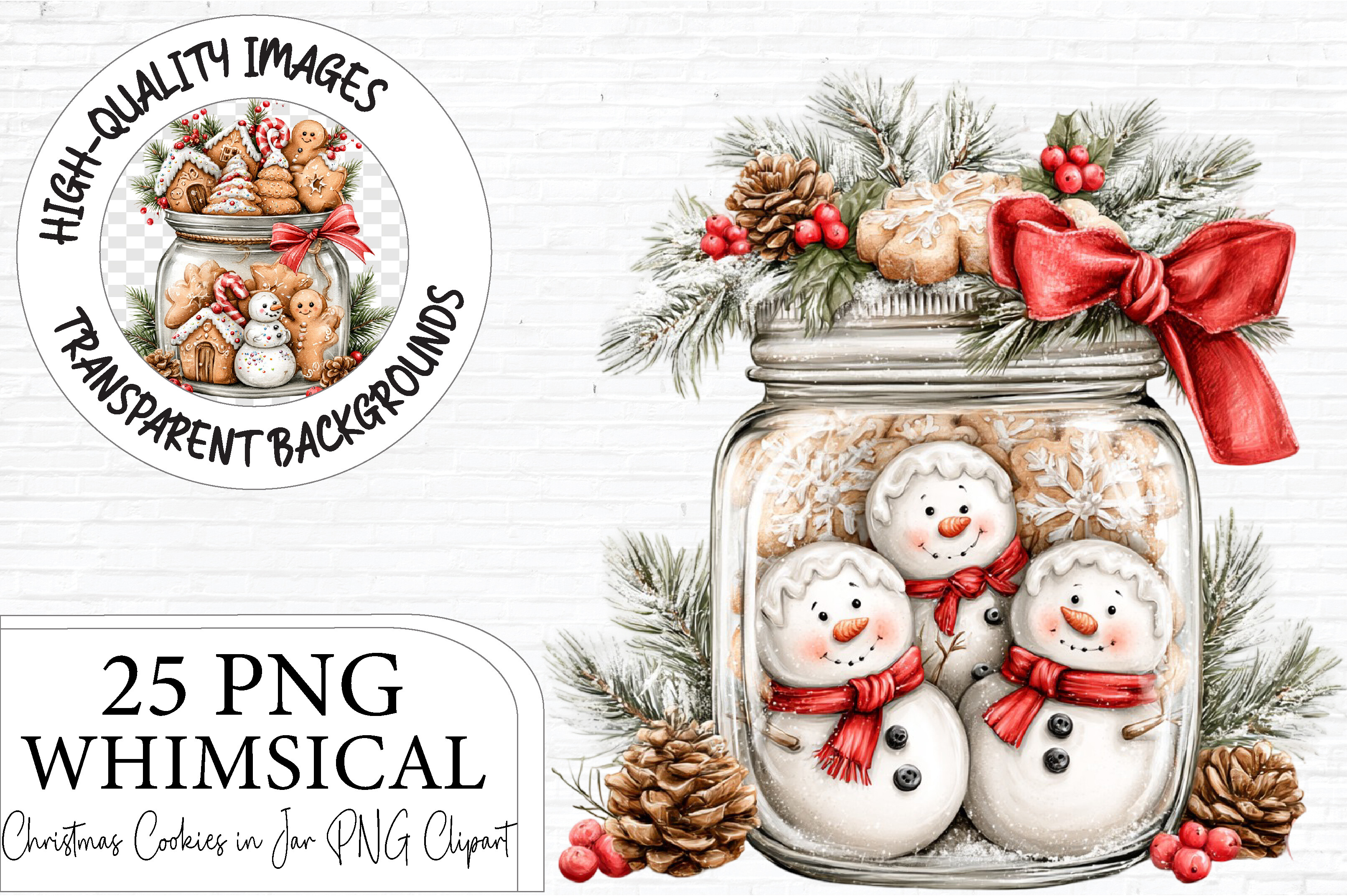 Christmas Cookies in Jar Clipart PNG