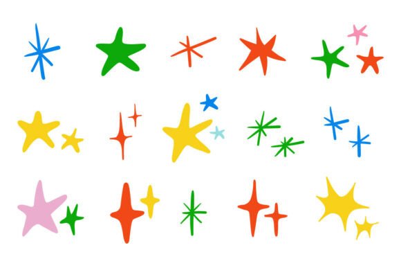 Colorful Hand Drawn Star Doodles