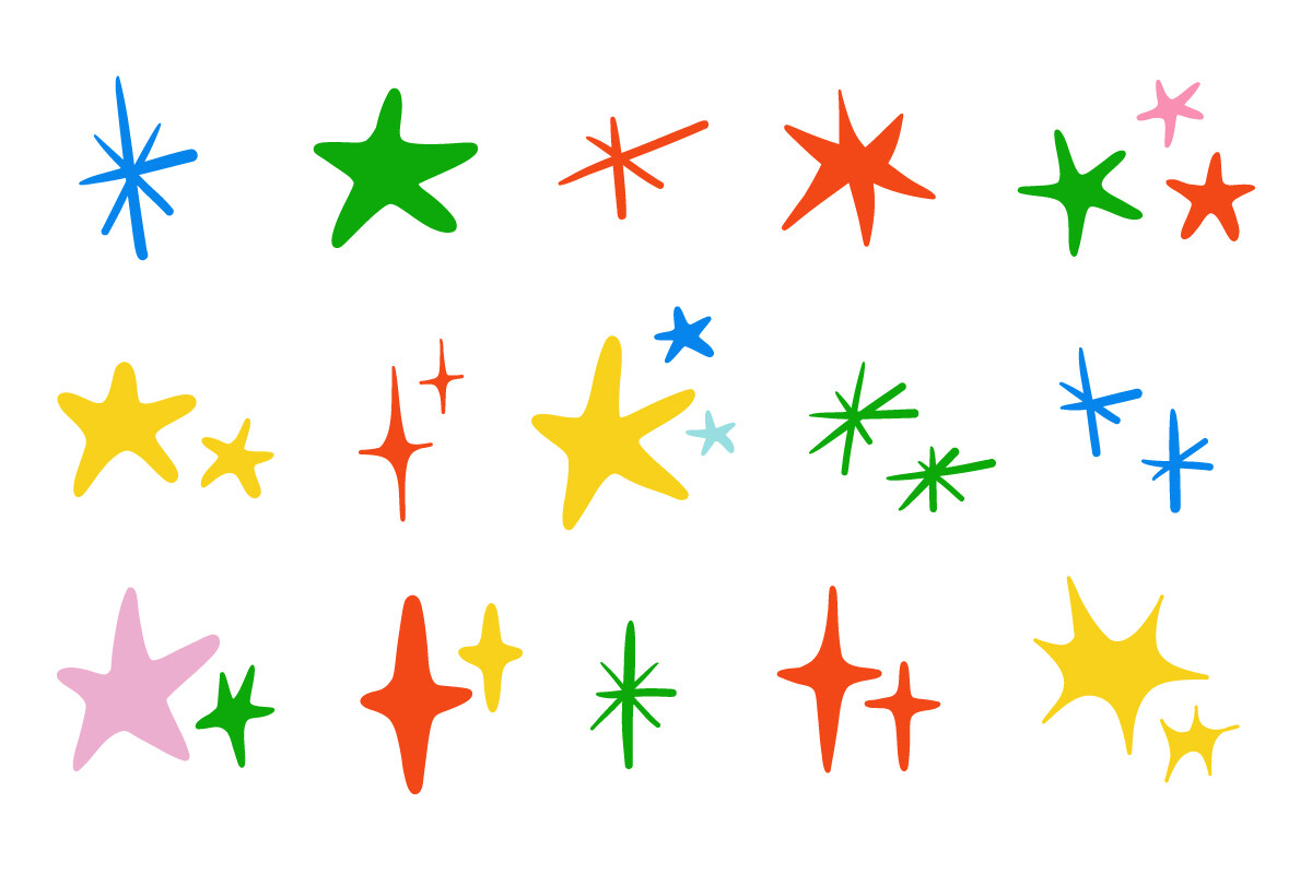 Colorful Hand Drawn Star Doodles