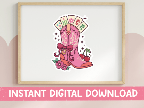 Cowgirl Boot Mahjong Design Graphic Crafts By October Second