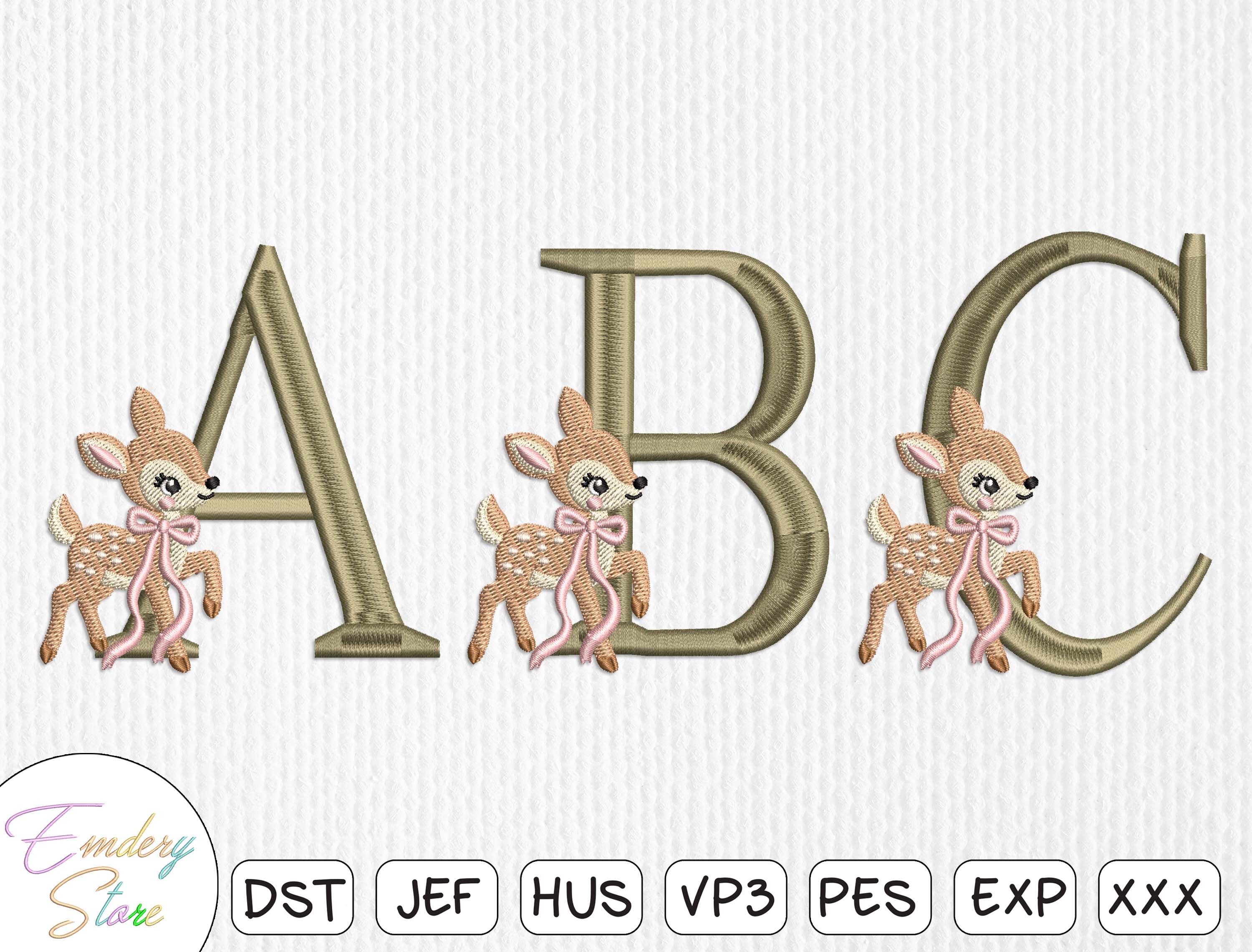 Cute Deer Alphabet Embroidery Set