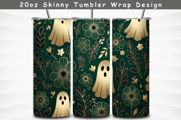 Cute Halloween Ghost Floral 20oz Tumbler