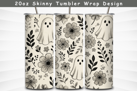 Cute Halloween Ghost Floral 20oz Tumbler