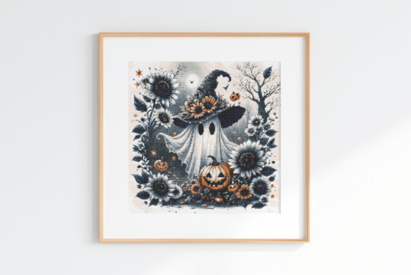 Cute Reading Ghost Cross Stitch Pattern