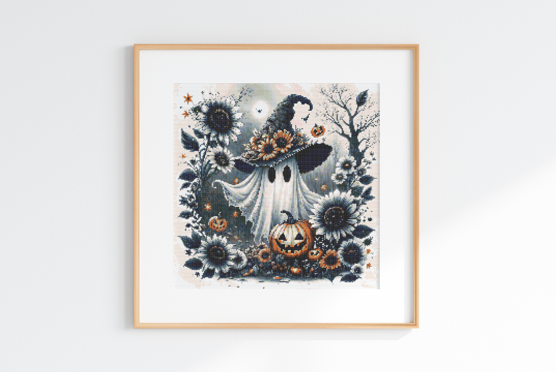 Cute Reading Ghost Cross Stitch Pattern