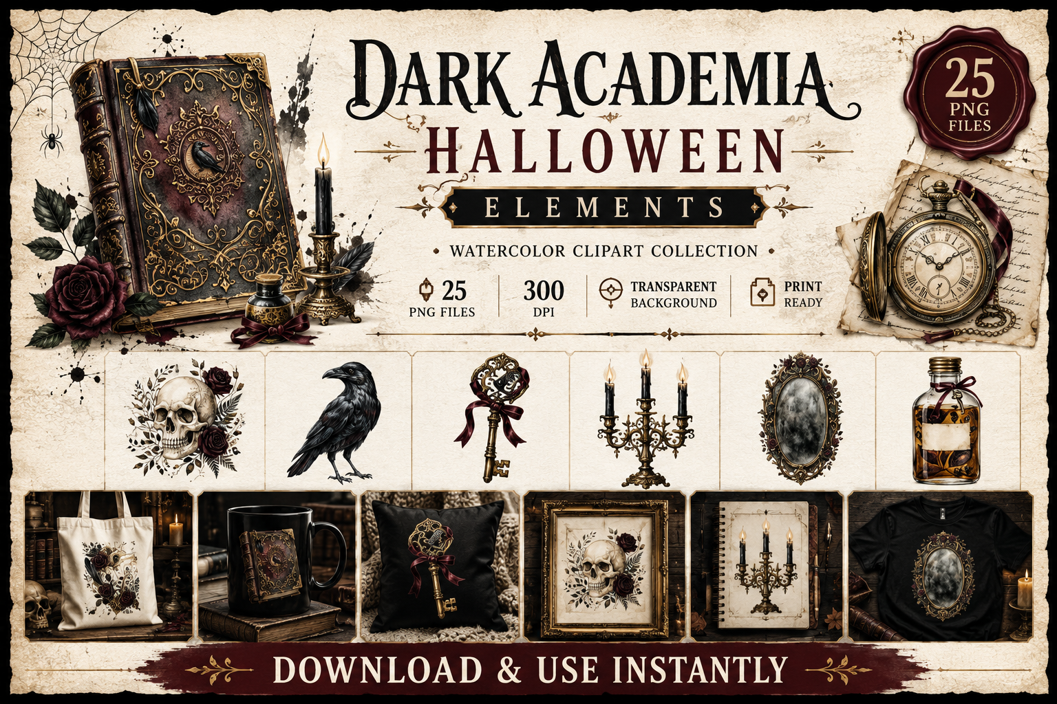 Dark Academia Halloween Elements