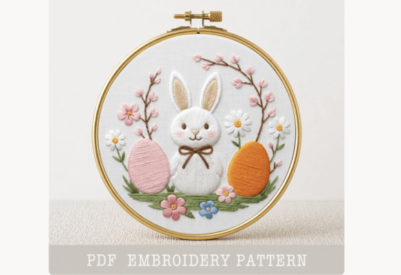 Easter Bunny Hand Embroidery PDF Pattern