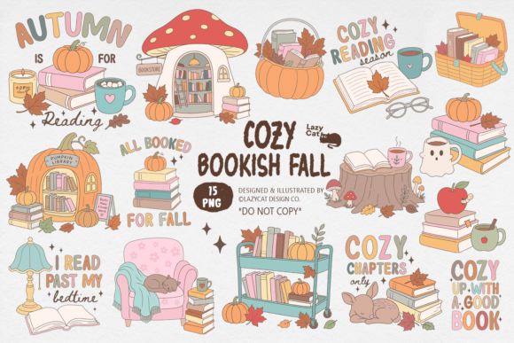 Fall Cozy Bookish PNG Sublimation Bundle