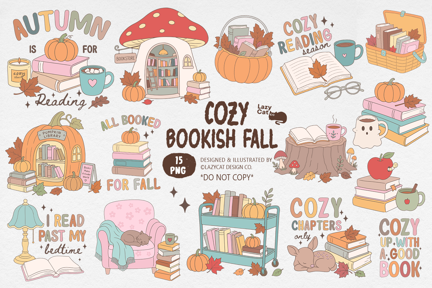 Fall Cozy Bookish PNG Sublimation Bundle