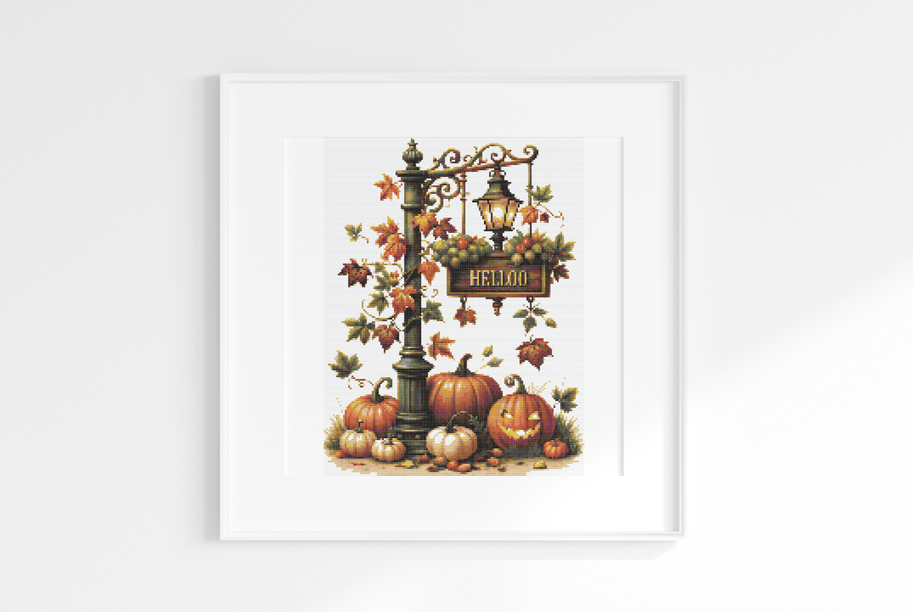 Fall Lamppost Cross Stitch Pattern