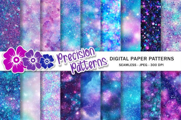 Galaxy Iridescent Glitter Digital Papers