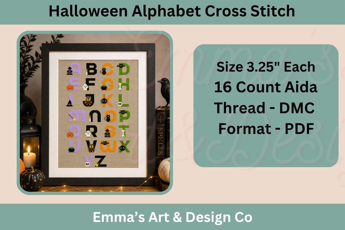 Halloween Alphabet Cross Stitch Pattern