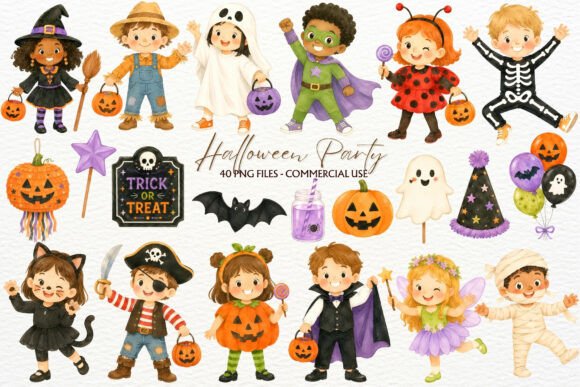 Halloween Party Nursery Kids Clipart PNG
