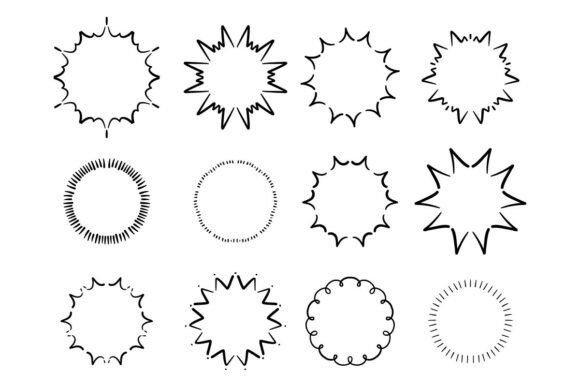 Hand Drawn Burst Frame Clipart SVG