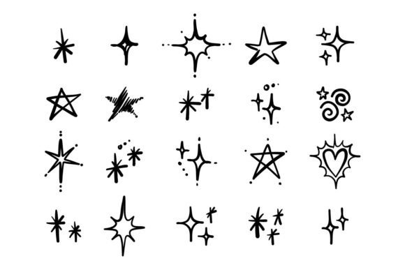 Hand Drawn Sparkle Doodle Clipart