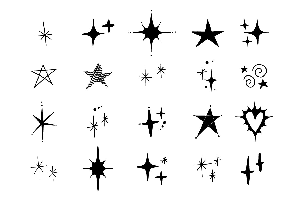 Hand Drawn Sparkle and Star Clipart SVG