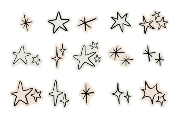 Hand Drawn Star Sticker Doodles