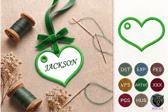 Heart Gift Tag Embroidery Design