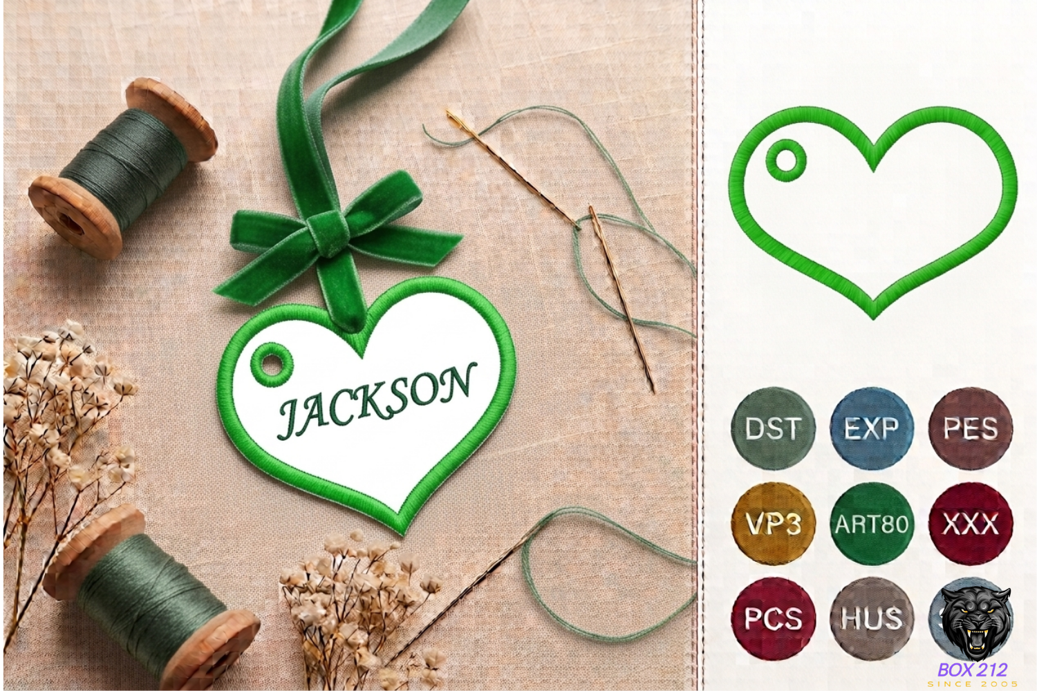 Heart Gift Tag Embroidery Design