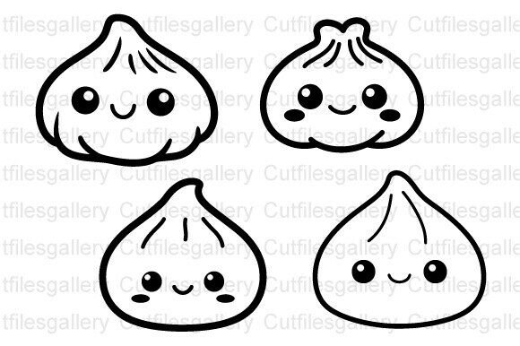 Kawaii Dumpling SVG, Cute Dumpling SVG
