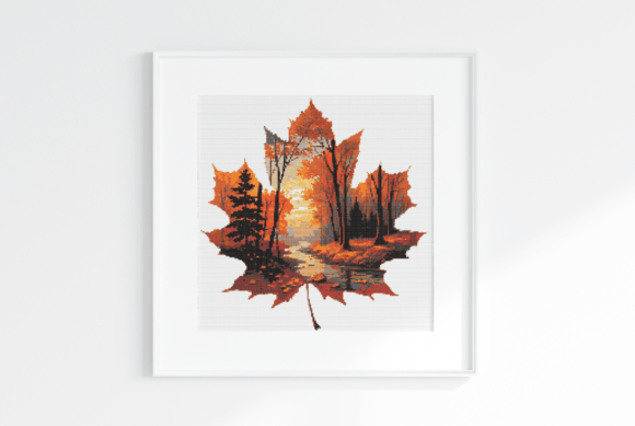 Maple Leaf Forest Cross Stitch Pattern