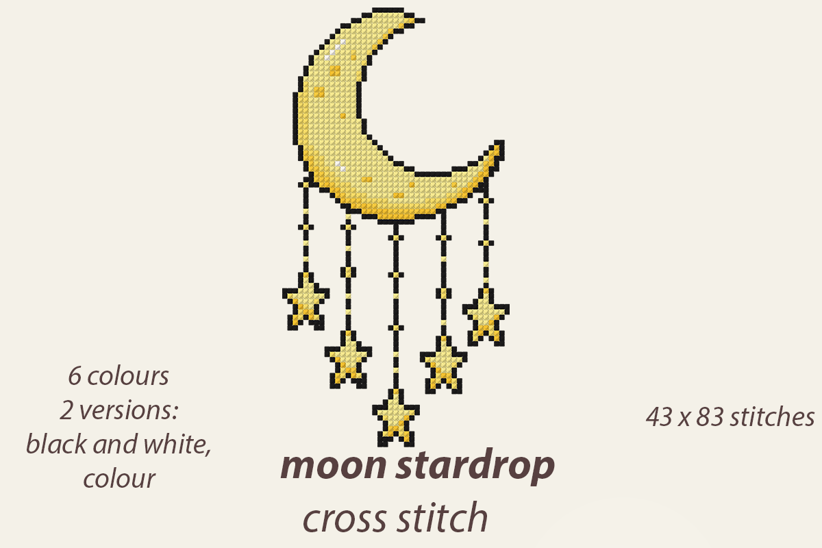 Moon Star Drop Cross Stitch Pattern