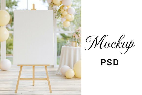 Outdoor Easel Mockup, Birthday Stand PSD