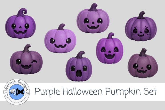 Purple Halloween Pumpkin Set
