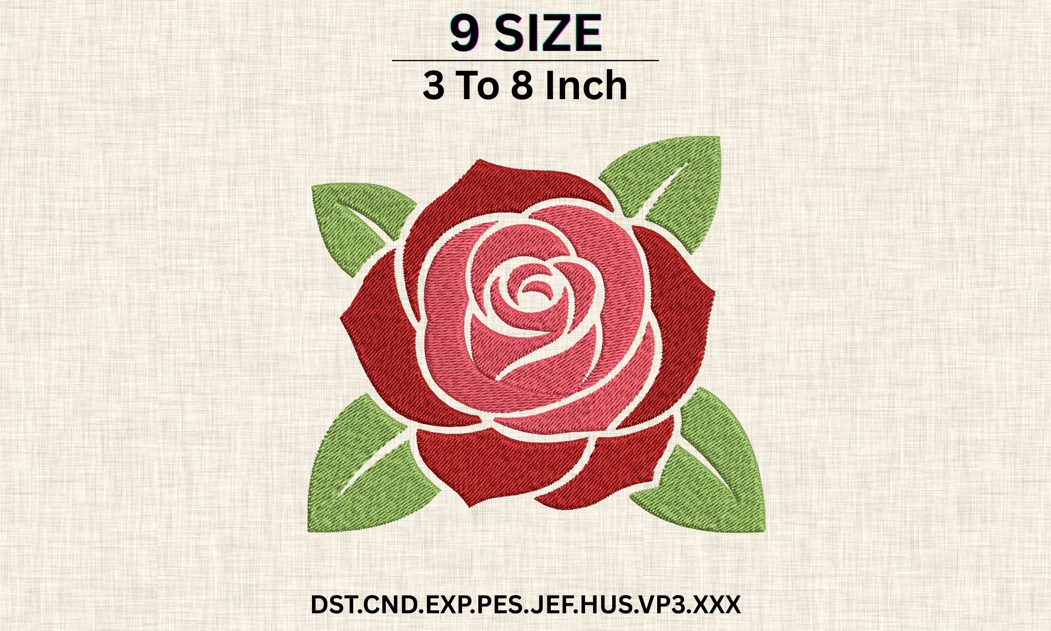 Rose Flower Blooming Embroidery DST PES